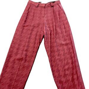 PT Torino Burgundy Jacquard Viscose Trousers High Waist Size IT 40 Italy